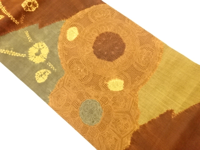 JAPANESE NAGOYA OBI / SHIBORI / EMBROIDERY / MATSUKAWABISHI